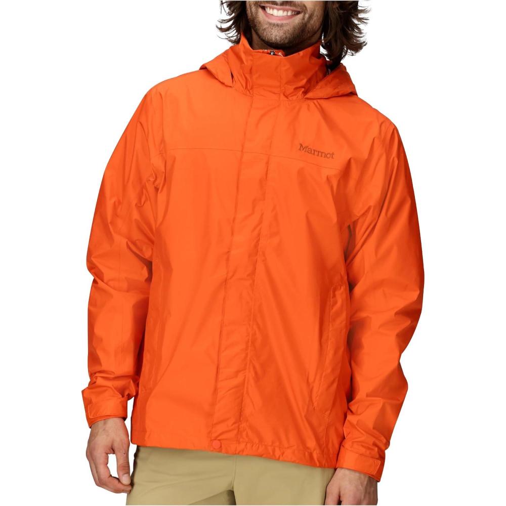 imageMARMOT Mens Precip Eco Waterproof Rain Jacket  100 Recycled Breathable Lightweight Packable RaincoatRed Sun  Latest Collection