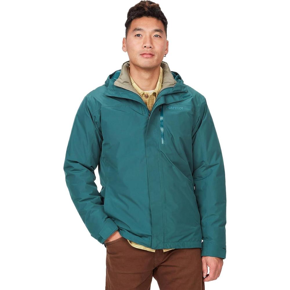 imageMARMOT Mens Ramble 3in1 Component Jacket Recycled Waterproof Shell with Hood and Removable Insulated Thermal R LinerDark Jungle