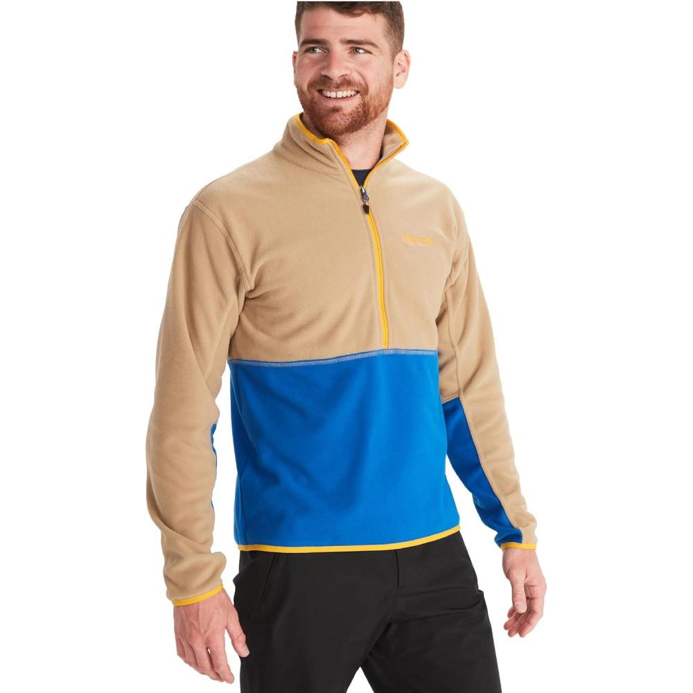 imageMARMOT Mens Rocklin 12 Zip Jacket  Classic Warm Lightweight 100Weight Fleece LayerShetlandAzure