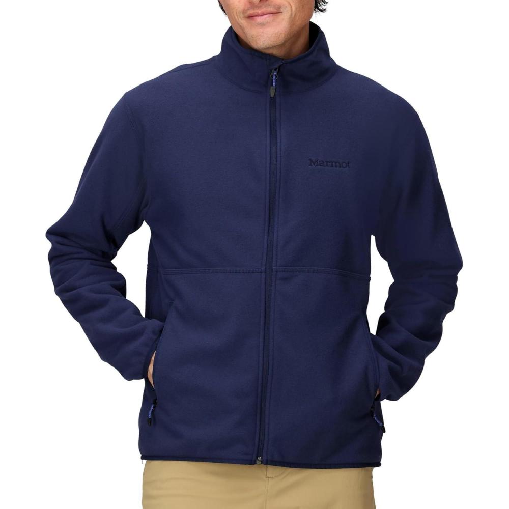 imageMARMOT Mens Rocklin FullZip Jacket  Classic Warm Lightweight 100Weight Fleece LayerArctic Navy