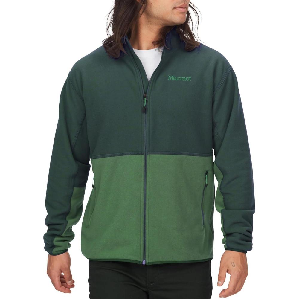 imageMARMOT Mens Rocklin FullZip Jacket  Classic Warm Lightweight 100Weight Fleece LayerDark JungleClover