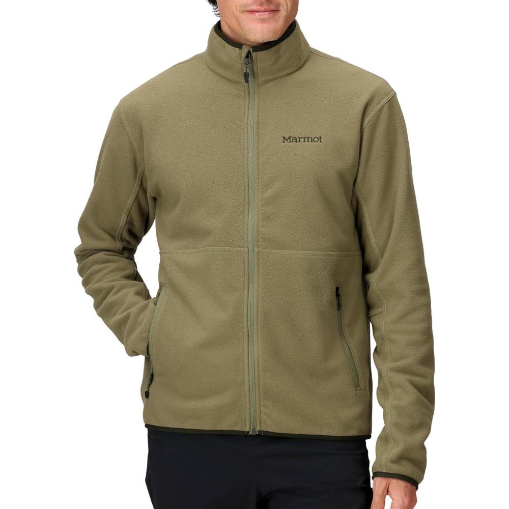 imageMARMOT Mens Rocklin FullZip Jacket  Classic Warm Lightweight 100Weight Fleece LayerOlive Grove