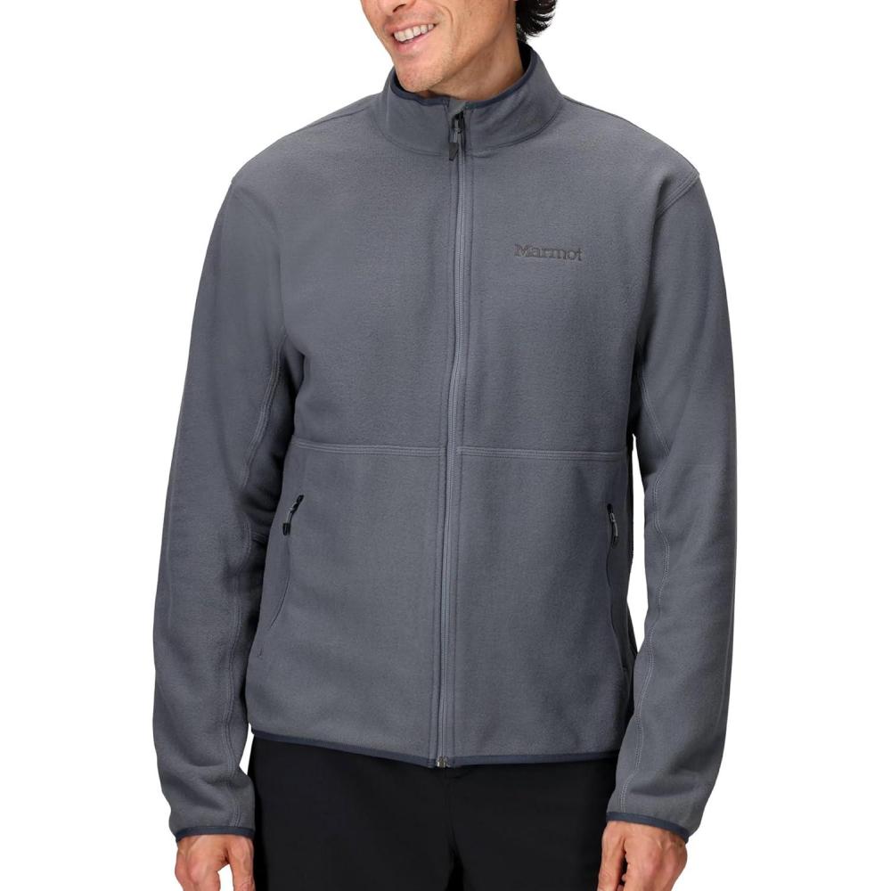imageMARMOT Mens Rocklin FullZip Jacket  Classic Warm Lightweight 100Weight Fleece LayerSteel Onyx