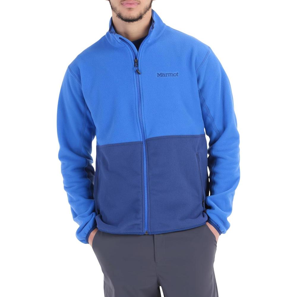 imageMARMOT Mens Rocklin FullZip Jacket  Classic Warm Lightweight 100Weight Fleece LayerTrail BlueTwilight Blue