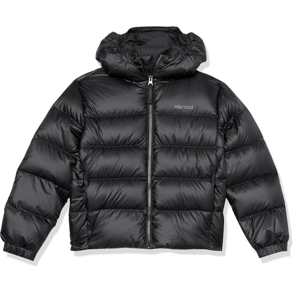 imageMarmot Kids Guides Down Hoody  700 Fill Insulated WaterResistant Lightweight Puffer Jacket with HoodJet Black
