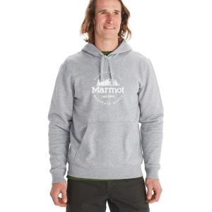 MARMOT Men’s Culebra Peak Hoody – Hooded Midweight Pullover Fleece Sweatshirt with Screen Printed Graphic and Kangaroo Pocket(Grey Heather)