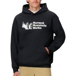 MARMOT Men’s MMW Hoody – Hooded Sweatshirt with Screen Printed Graphic, Double-Layer Hood and Kangaroo Pocket(Black)