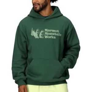 MARMOT Men’s MMW Hoody – Hooded Sweatshirt with Screen Printed Graphic, Double-Layer Hood and Kangaroo Pocket(Juniper Green)
