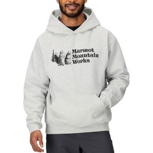 MARMOT Men’s MMW Hoody – Hooded Sweatshirt with Screen Printed Graphic, Double-Layer Hood and Kangaroo Pocket(Light Grey Heather)