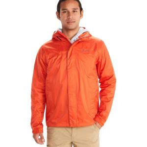 MARMOT Men’s Precip Eco Waterproof Rain Jacket – 100% Recycled, Breathable, Lightweight, Packable Raincoat(Red Sun)