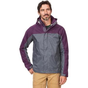 MARMOT Men’s Precip Eco Waterproof Rain Jacket – 100% Recycled, Breathable, Lightweight, Packable Raincoat(Steel Onyx/Purple Fig)