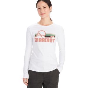 MARMOT Women’s Coastal Long-Sleeve T-Shirt – Screen Printed Graphic on Soft, Breathable, Eco-Friendly Cotton/Poly Blend(White/Rose Gold)
