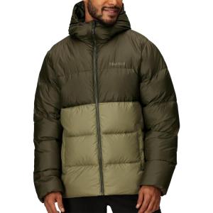 MARMOT mens Guides Down Hoody – Down Filled, Water Resistant, Puffer Jacket With Hood,(Rosin Green/Olive Grove)