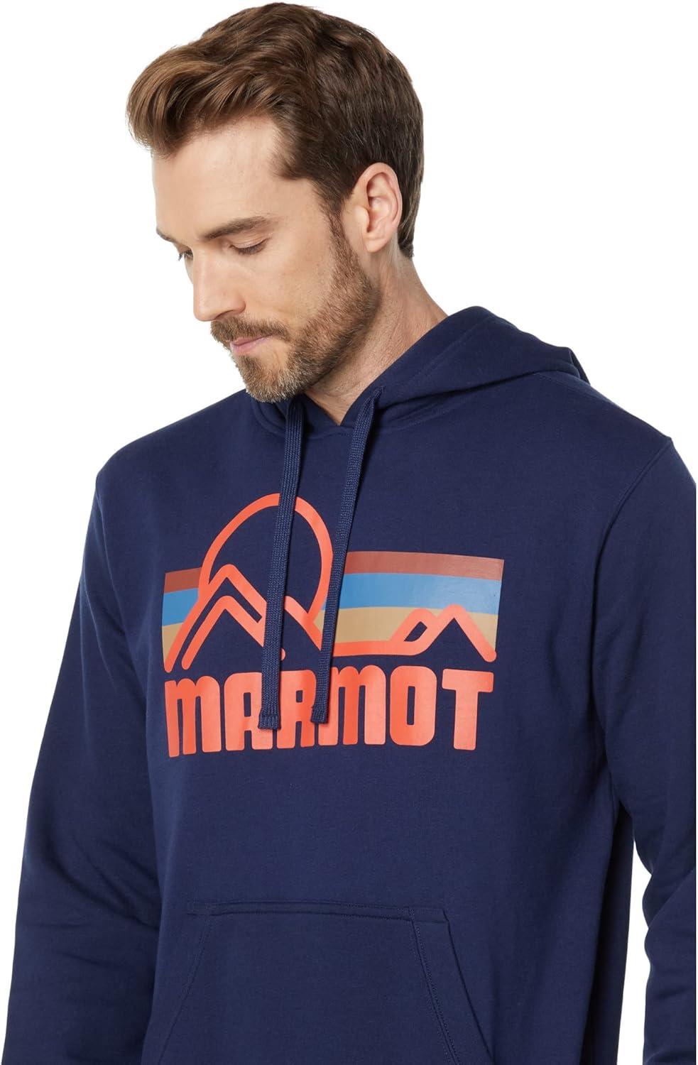 imageMARMOT Mens Coastal Hoody  Hooded Sweatshirt with Screen Printed Graphic Jersey Lined Hood and Kangaroo PocketArctic Navy