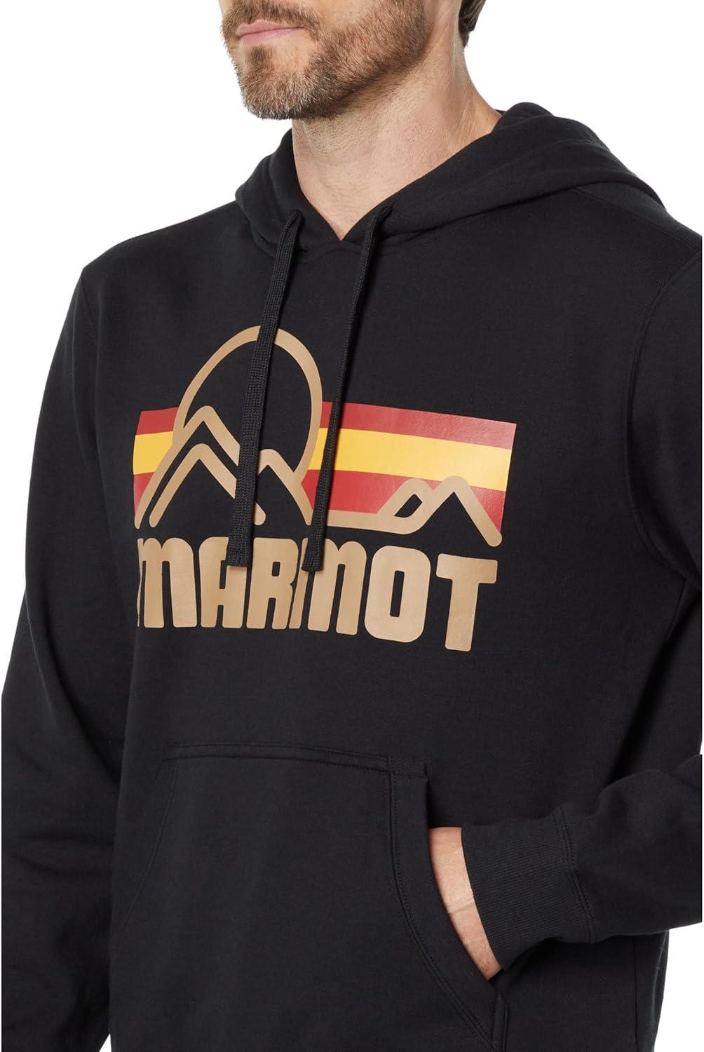 imageMARMOT Mens Coastal Hoody  Hooded Sweatshirt with Screen Printed Graphic Jersey Lined Hood and Kangaroo PocketBlack