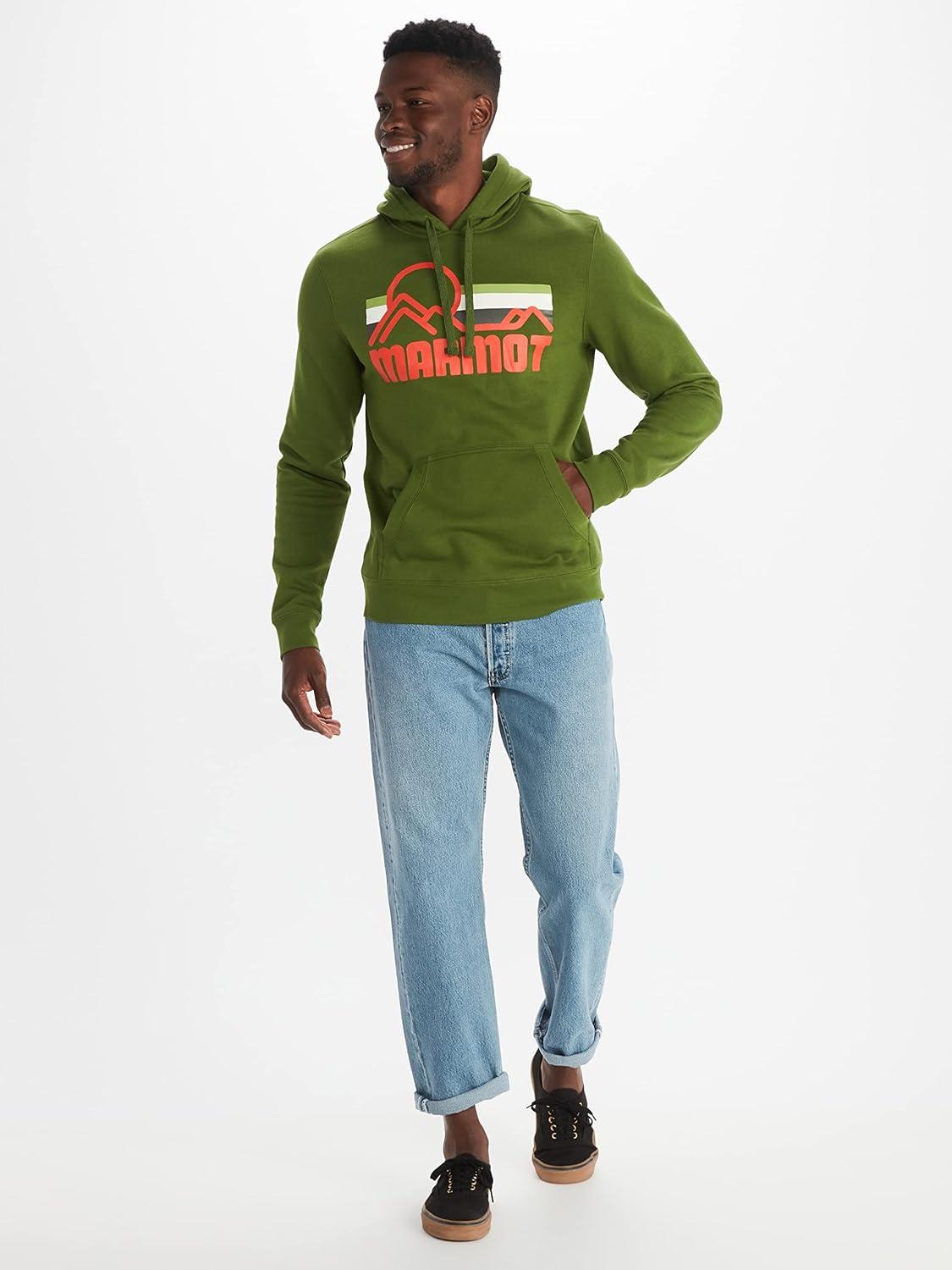 imageMARMOT Mens Coastal Hoody  Hooded Sweatshirt with Screen Printed Graphic Jersey Lined Hood and Kangaroo PocketFoliage