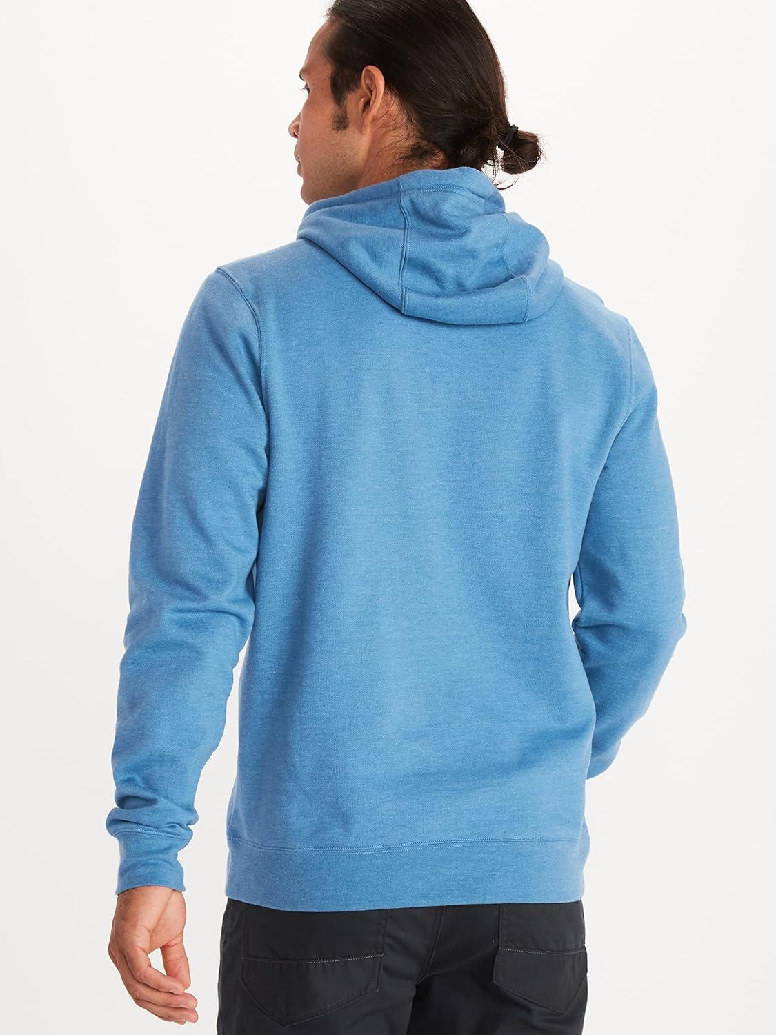 imageMARMOT Mens Coastal Hoody  Hooded Sweatshirt with Screen Printed Graphic Jersey Lined Hood and Kangaroo PocketVarsity Blue Heather