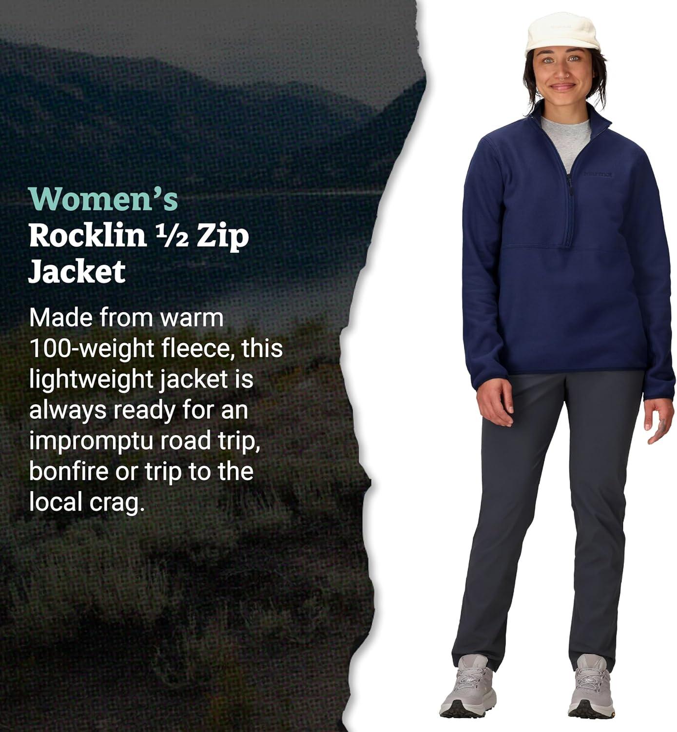imageMARMOT Womens Rocklin 12 Zip Jacket  Classic Warm Lightweight 100Weight Fleece LayerArctic Navy