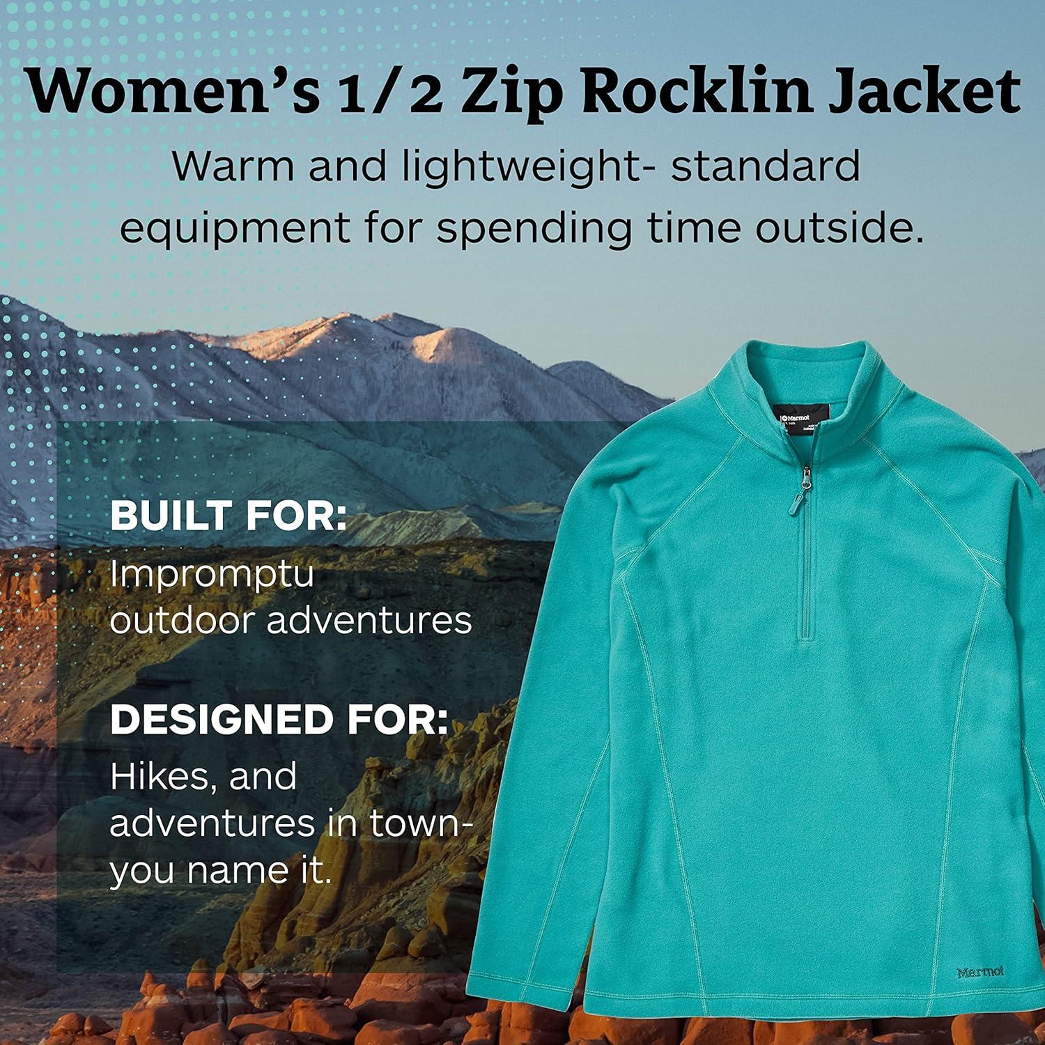imageMARMOT Womens Rocklin 12 Zip Jacket  Classic Warm Lightweight 100Weight Fleece LayerDeep Jungle