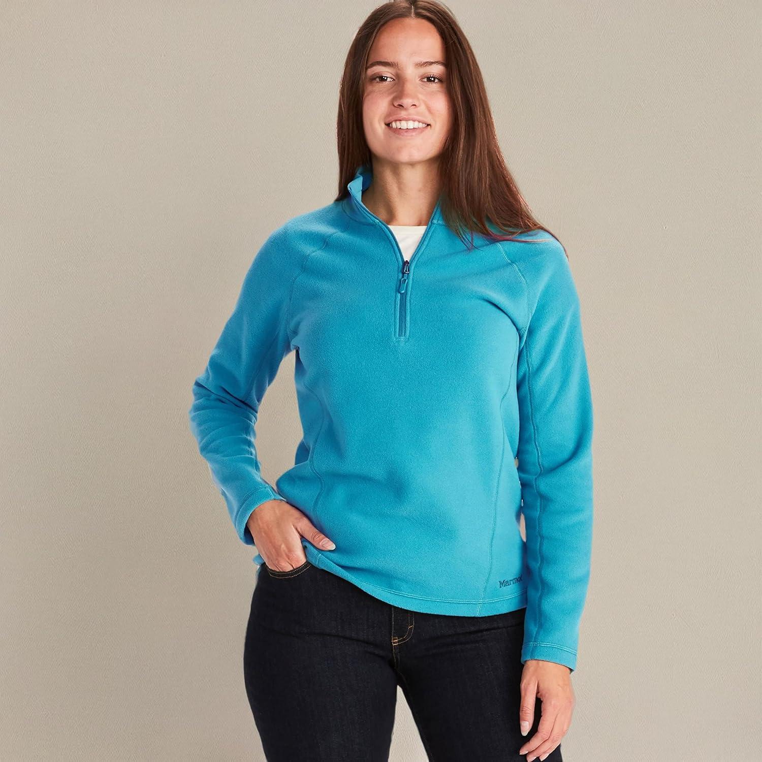 imageMARMOT Womens Rocklin 12 Zip Jacket Classic Warm Lightweight 100Weight Fleece LayerEnamel Blue