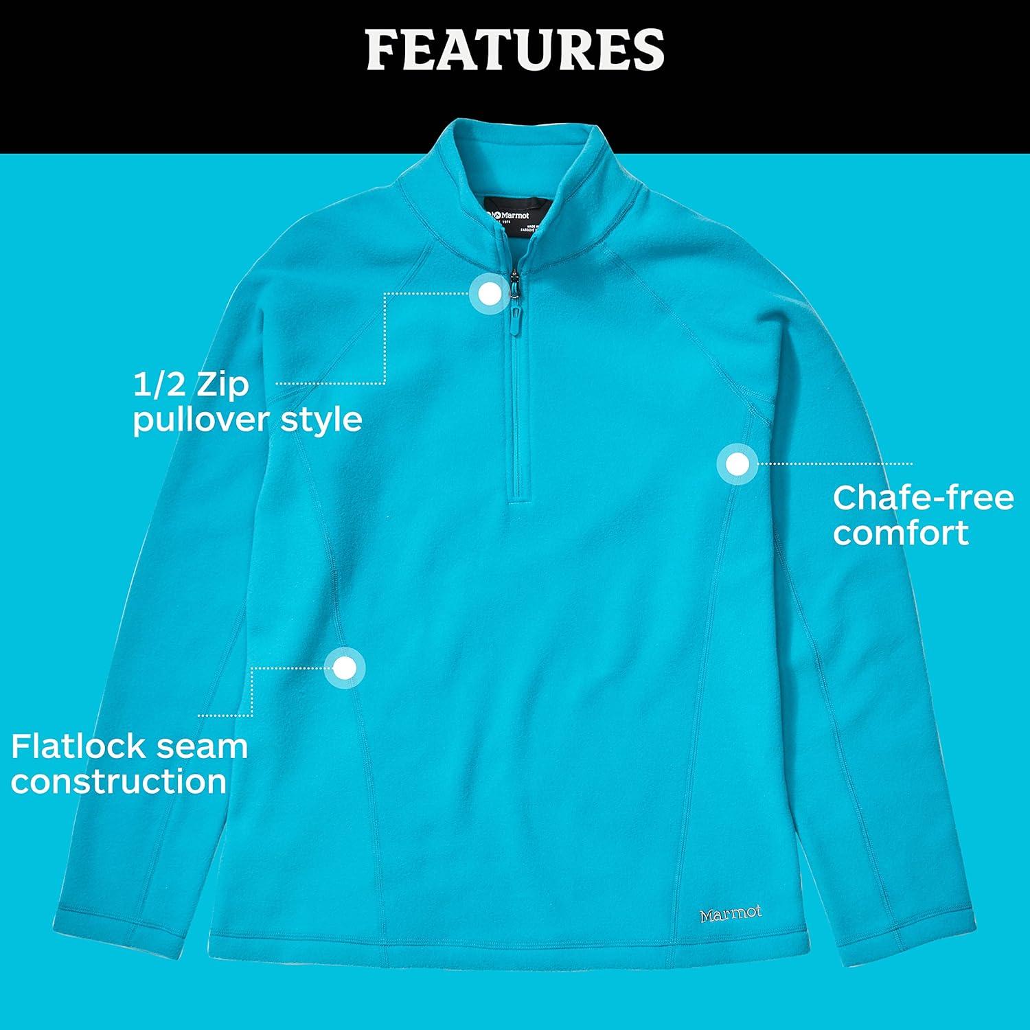 imageMARMOT Womens Rocklin 12 Zip Jacket Classic Warm Lightweight 100Weight Fleece LayerEnamel Blue