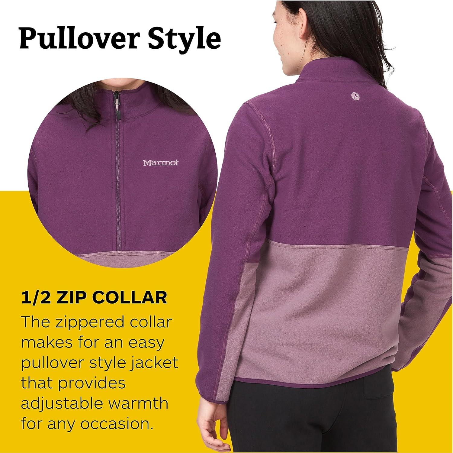 imageMARMOT Womens Rocklin 12 Zip Jacket Classic Warm Lightweight 100Weight Fleece LayerPurple FigHazy Purple