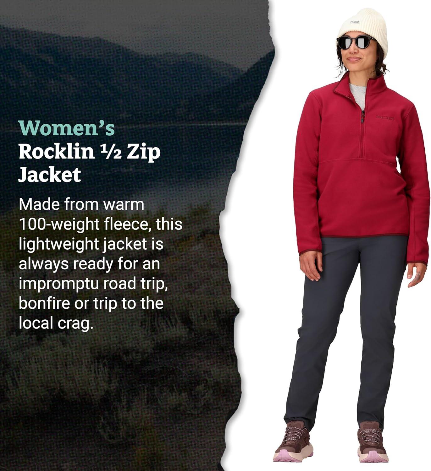 imageMARMOT Womens Rocklin 12 Zip Jacket  Classic Warm Lightweight 100Weight Fleece LayerRed Mulberry