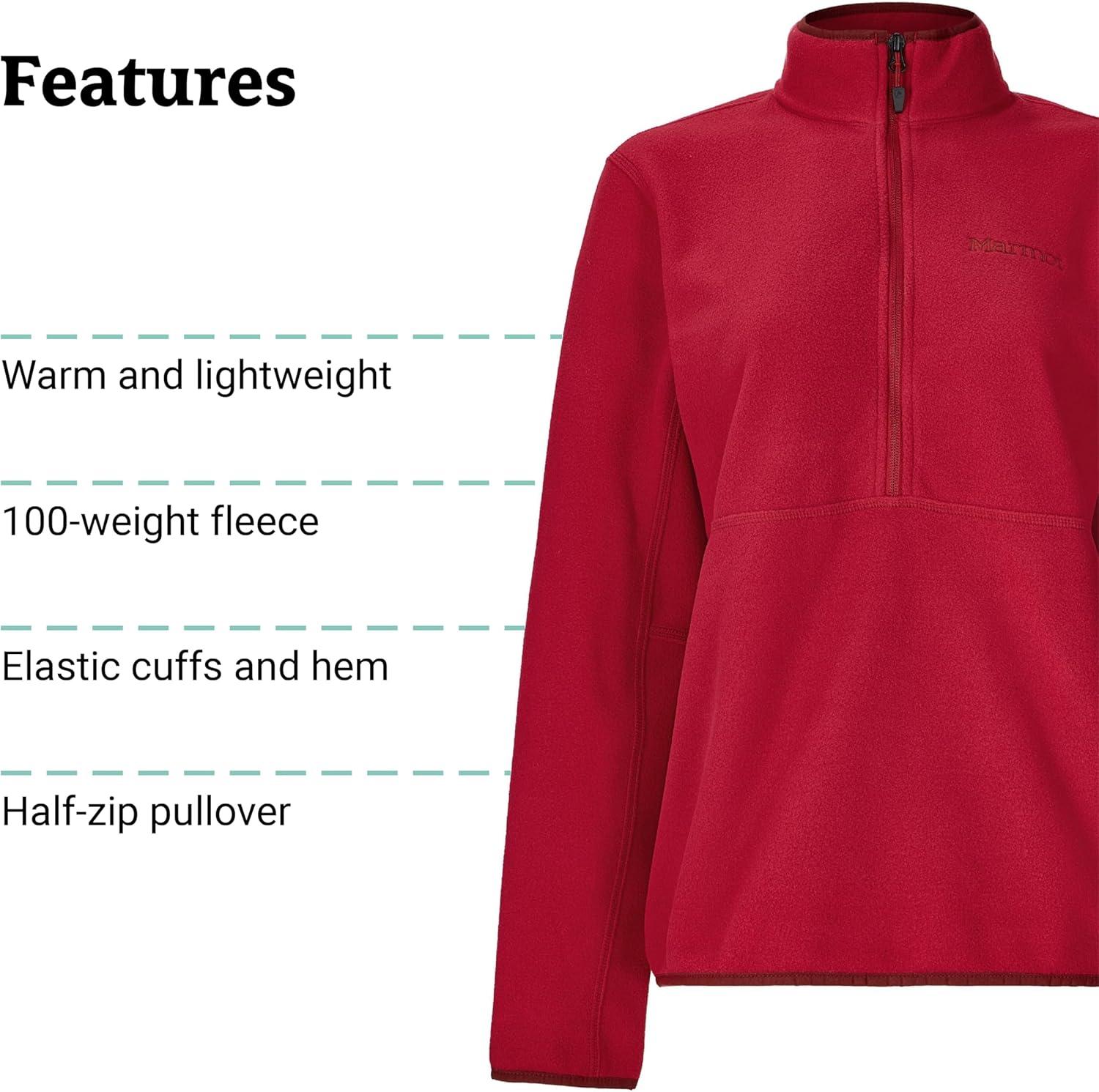 imageMARMOT Womens Rocklin 12 Zip Jacket  Classic Warm Lightweight 100Weight Fleece LayerRed Mulberry
