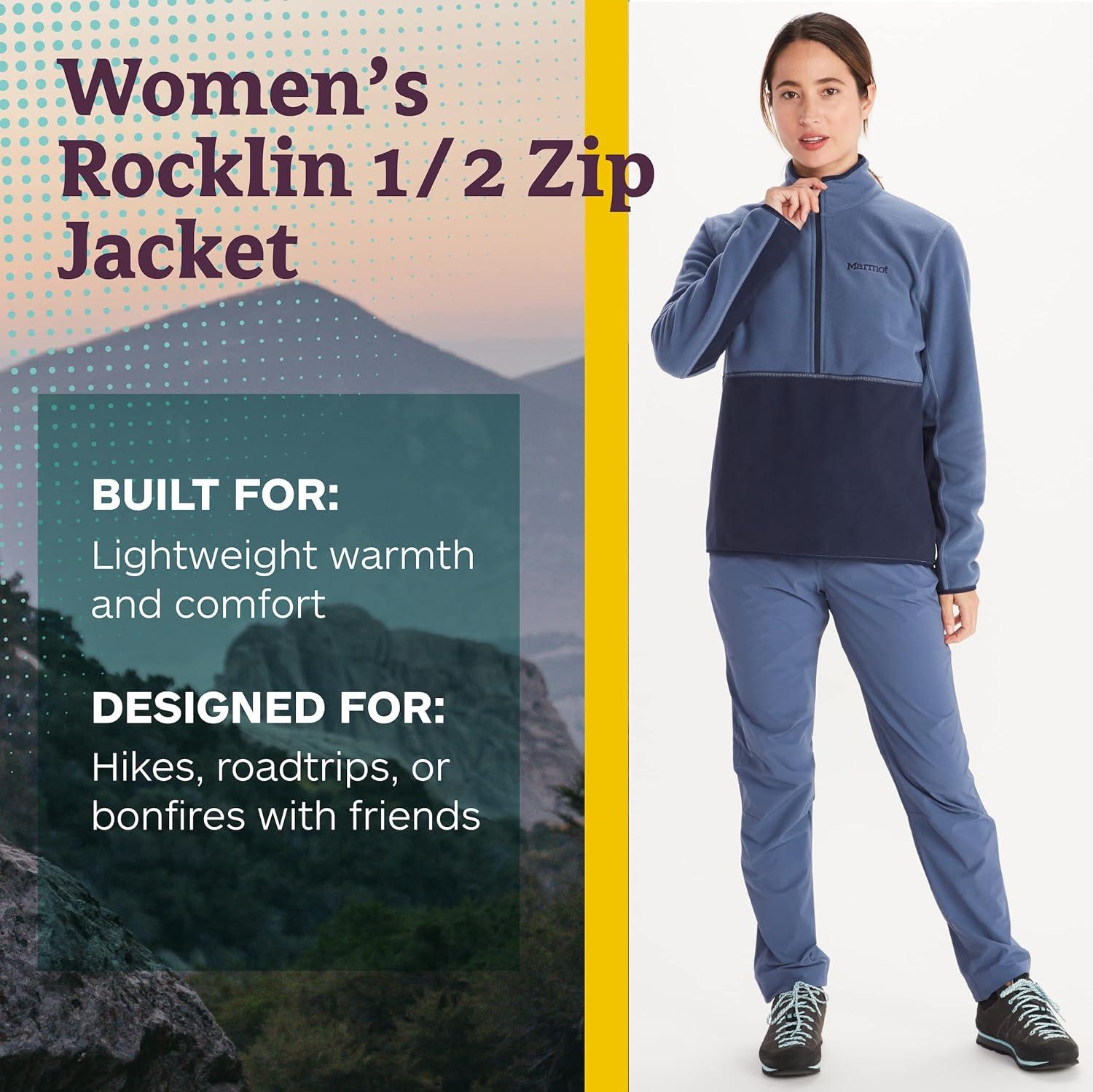 imageMARMOT Womens Rocklin 12 Zip Jacket  Classic Warm Lightweight 100Weight Fleece LayerStormArctic Navy