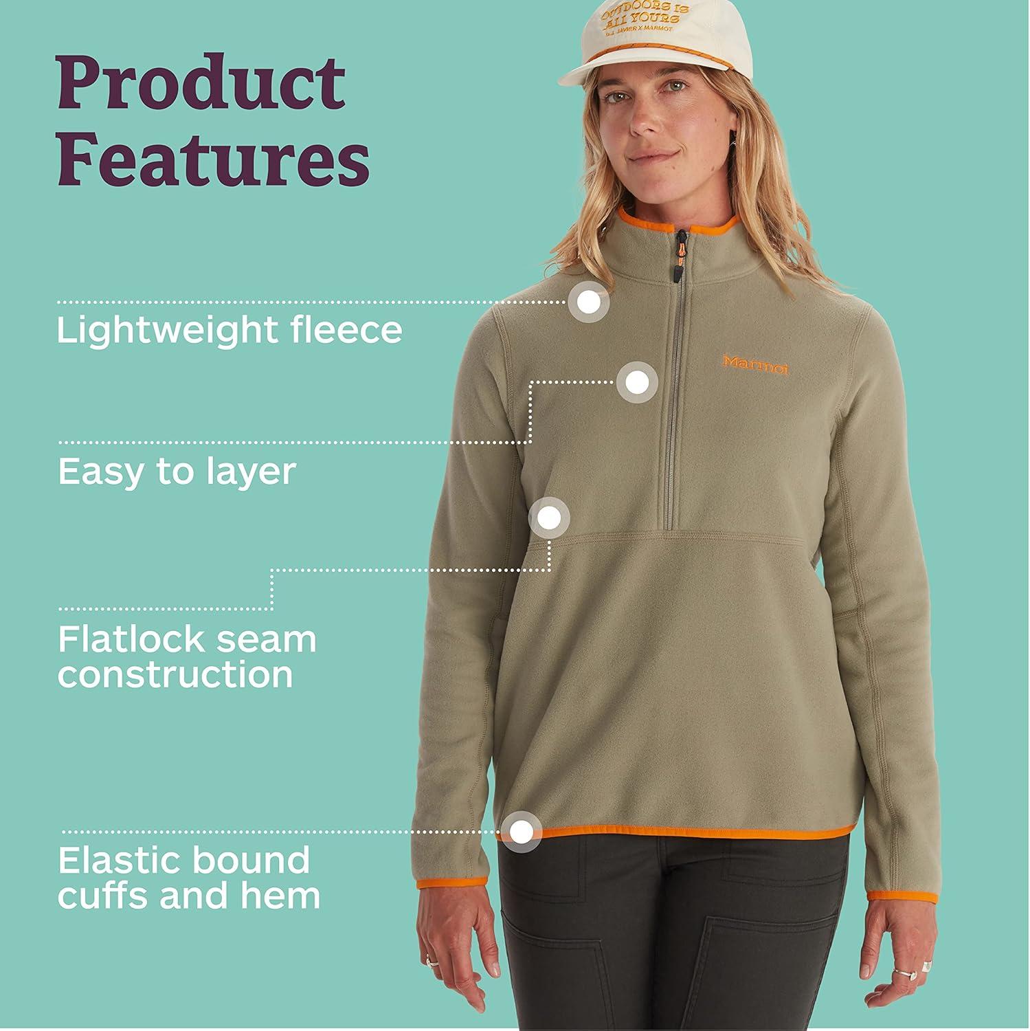 imageMARMOT Womens Rocklin 12 Zip Jacket  Classic Warm Lightweight 100Weight Fleece LayerVetiver