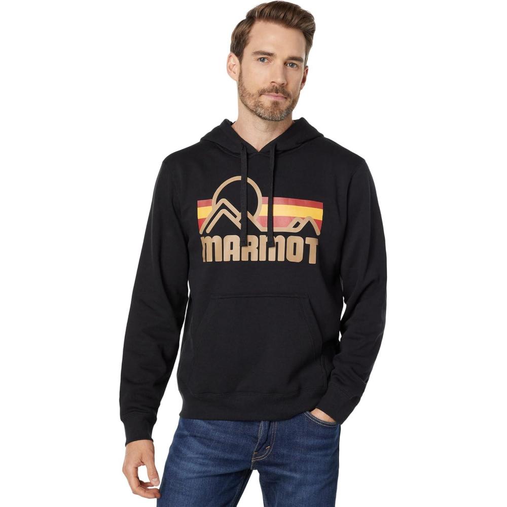 imageMARMOT Mens Coastal Hoody  Hooded Sweatshirt with Screen Printed Graphic Jersey Lined Hood and Kangaroo PocketBlack