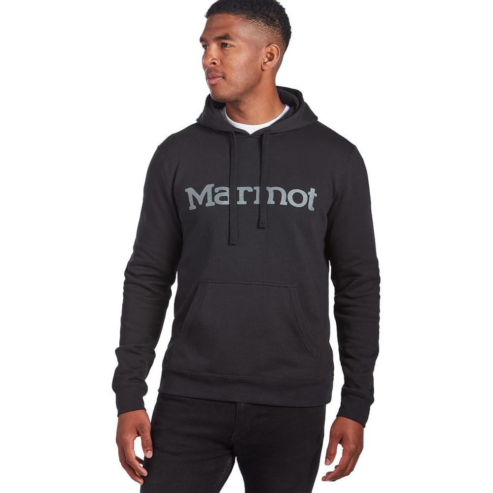 imageMARMOT Mens Coastal Hoody  Hooded Sweatshirt with Screen Printed Graphic Jersey Lined Hood and Kangaroo PocketNew Black