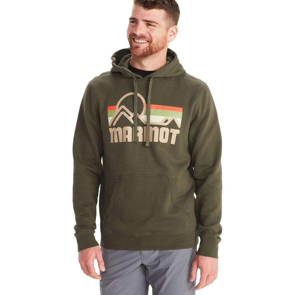 imageMARMOT Mens Coastal Hoody  Hooded Sweatshirt with Screen Printed Graphic Jersey Lined Hood and Kangaroo PocketNori