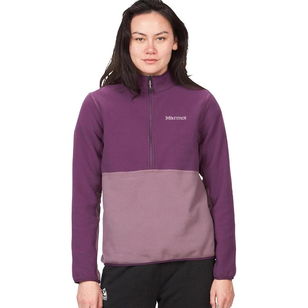 imageMARMOT Womens Rocklin 12 Zip Jacket  Classic Warm Lightweight 100Weight Fleece LayerPurple FigHazy Purple