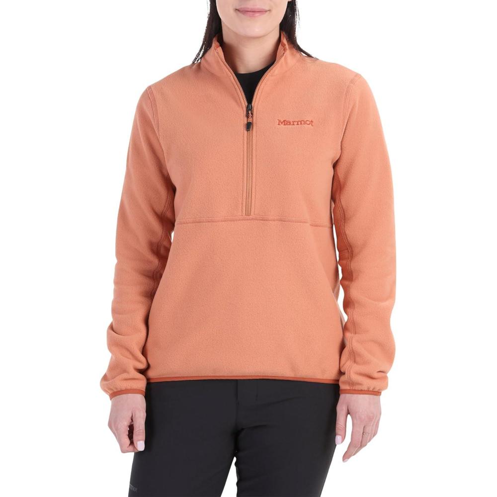 imageMARMOT Womens Rocklin 12 Zip Jacket  Classic Warm Lightweight 100Weight Fleece LayerSunburn