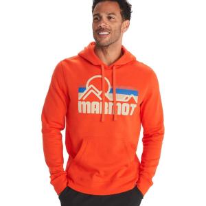 MARMOT Men’s Coastal Hoody – Hooded Sweatshirt with Screen Printed Graphic, Jersey Lined Hood and Kangaroo Pocket(Red Sun)