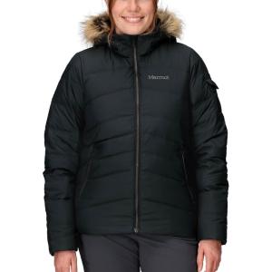MARMOT Women’s Ithaca Jacket – 700-Fill Down-Insulated, Water-Resistant Coat with Zip-Off Hood and Removable Fur Ruff(Black – Latest Collection)