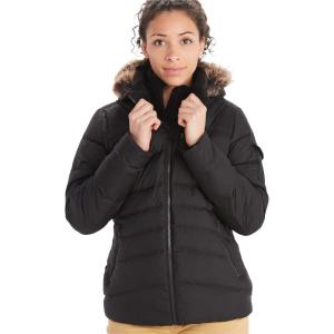 MARMOT Women’s Ithaca Jacket – 700-Fill Down-Insulated, Water-Resistant Coat with Zip-Off Hood and Removable Fur Ruff(Jet Black)