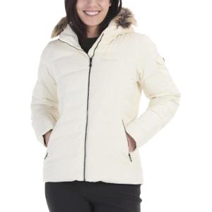 MARMOT Women’s Ithaca Jacket – 700-Fill Down-Insulated, Water-Resistant Coat with Zip-Off Hood and Removable Fur Ruff(Papyrus)