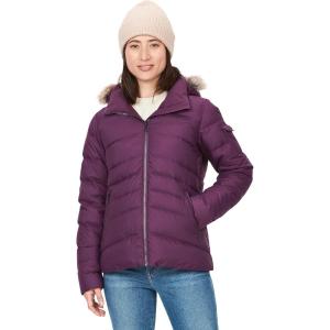 MARMOT Women’s Ithaca Jacket – 700-Fill Down-Insulated, Water-Resistant Coat with Zip-Off Hood and Removable Fur Ruff(Purple Fig)
