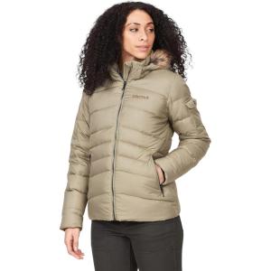 MARMOT Women’s Ithaca Jacket – 700-Fill Down-Insulated, Water-Resistant Coat with Zip-Off Hood and Removable Fur Ruff(Vetiver)