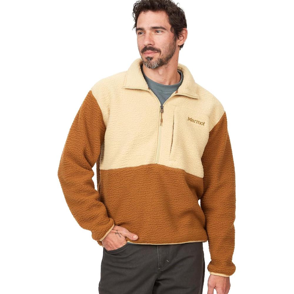 imageMARMOT Mens Aros 12 Zip Jacket  Sherpa Fleece with Retro StyleLight OakHazel