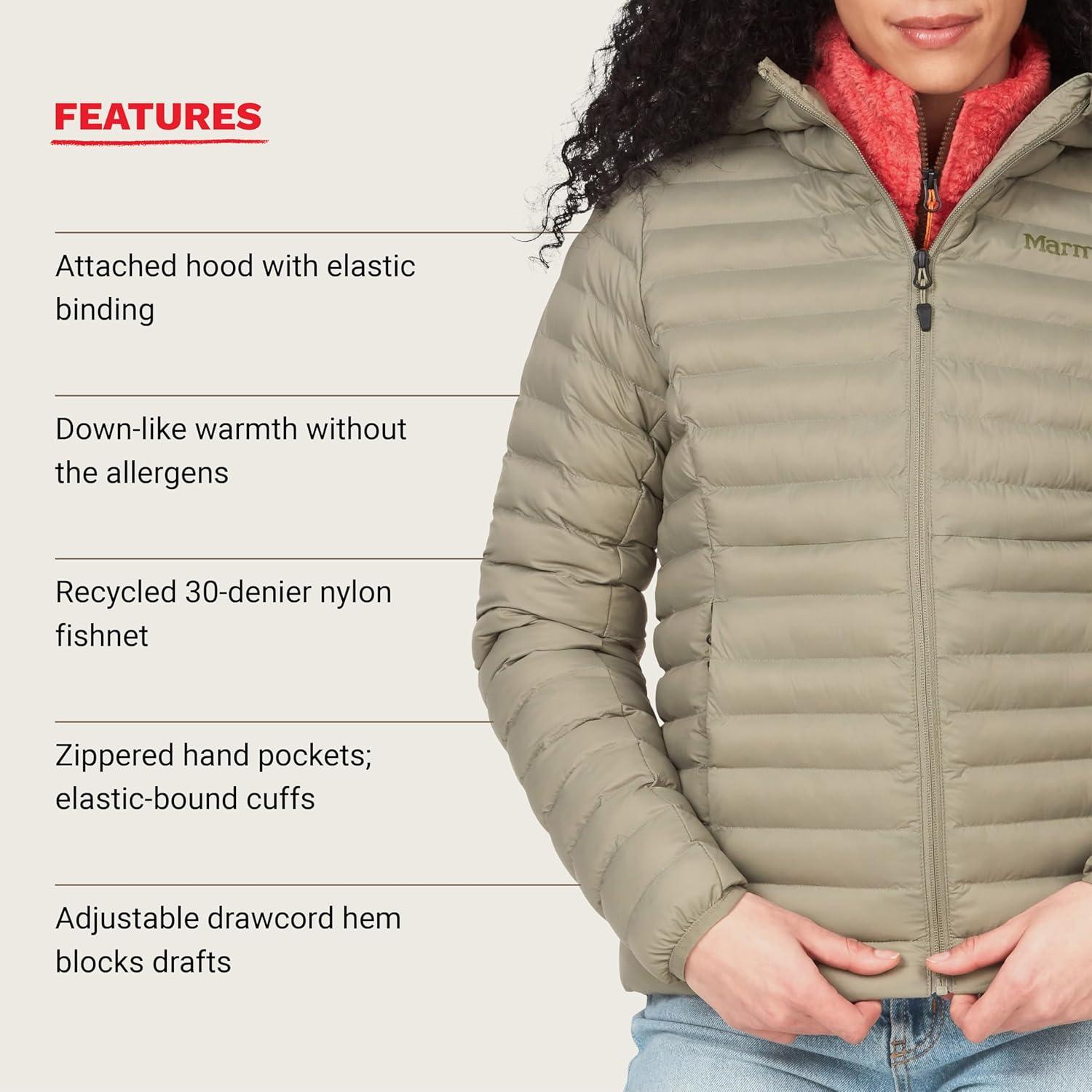 imageMARMOT Womens Echo Featherless Hoody Lightweight DownAlternative Puffer Jacket with HoodVetiver Latest Collection