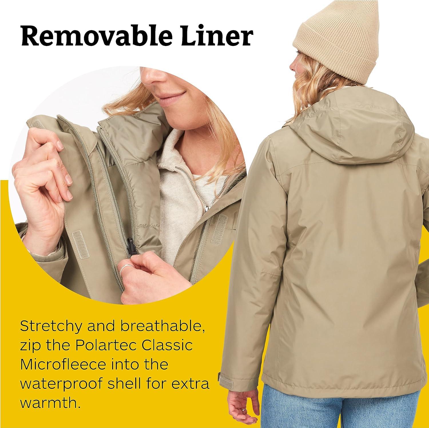 imageMARMOT Womens Ramble 3in1 Component Jacket Recycled Waterproof Shell with Hood and Removable Insulated Thermal R LinerVetiver