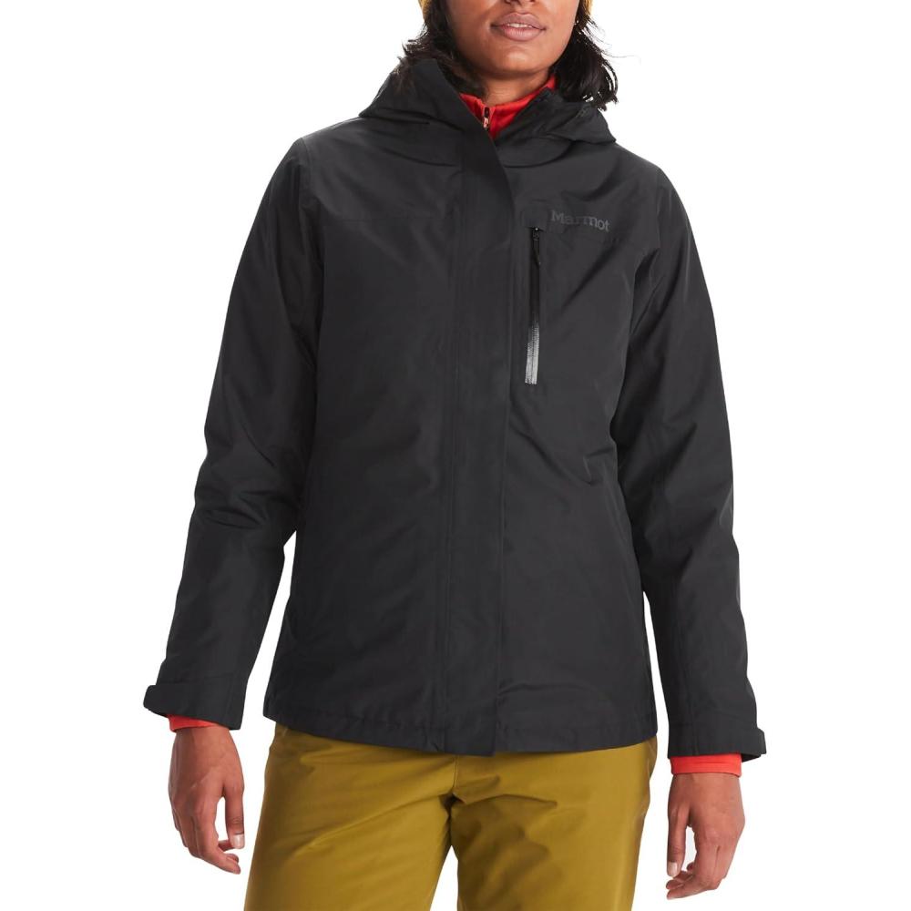 imageMARMOT Womens Ramble 3in1 Component Jacket  Recycled Waterproof Shell with Hood and Removable Insulated Thermal R LinerBlack  Latest Collection