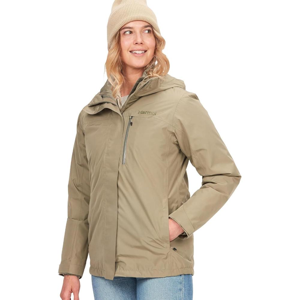 imageMARMOT Womens Ramble 3in1 Component Jacket  Recycled Waterproof Shell with Hood and Removable Insulated Thermal R LinerVetiver