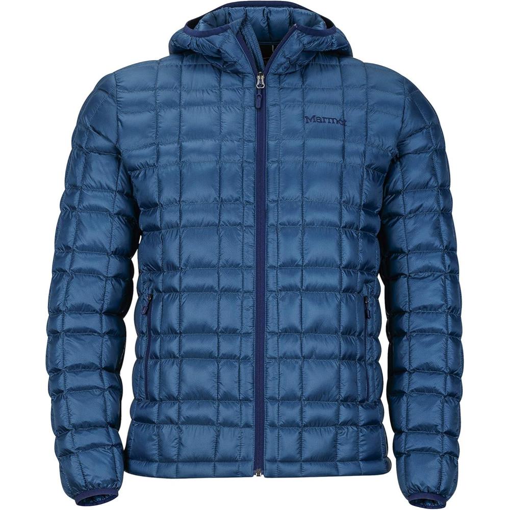 imageMARMOT Mens Featherless Hoody  Lightweight DownAlternative Puffer Jacket with HoodDenim