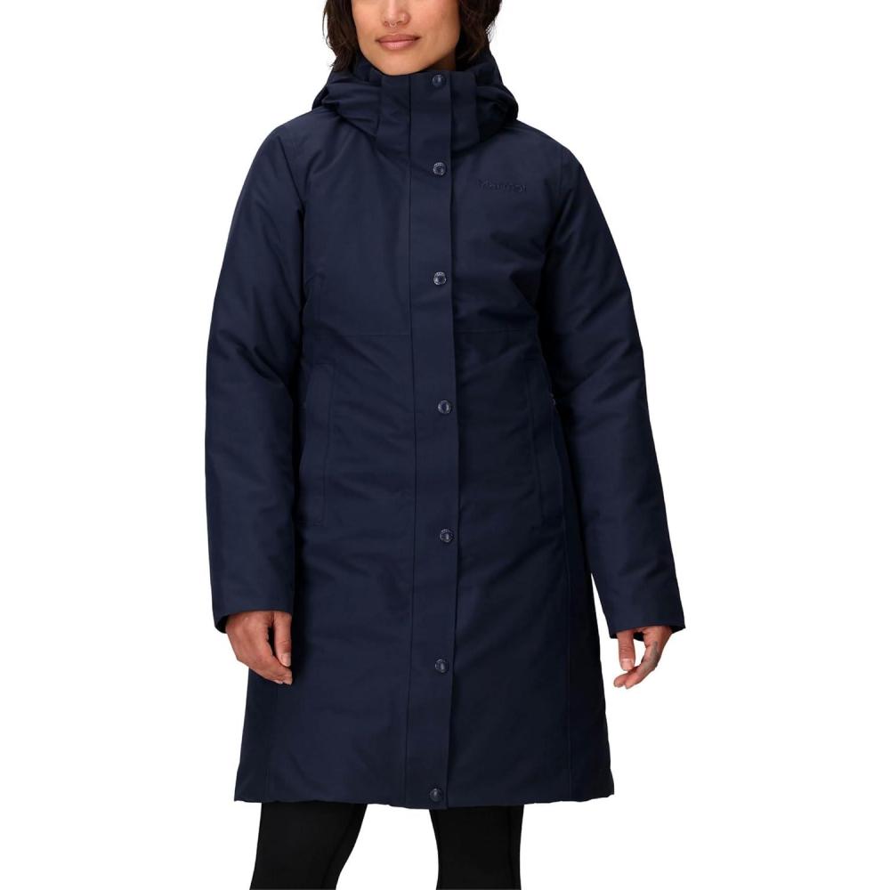 imageMARMOT womens Chelsea 700 Down Fill Coat With HoodArctic Navy  Latest Collection