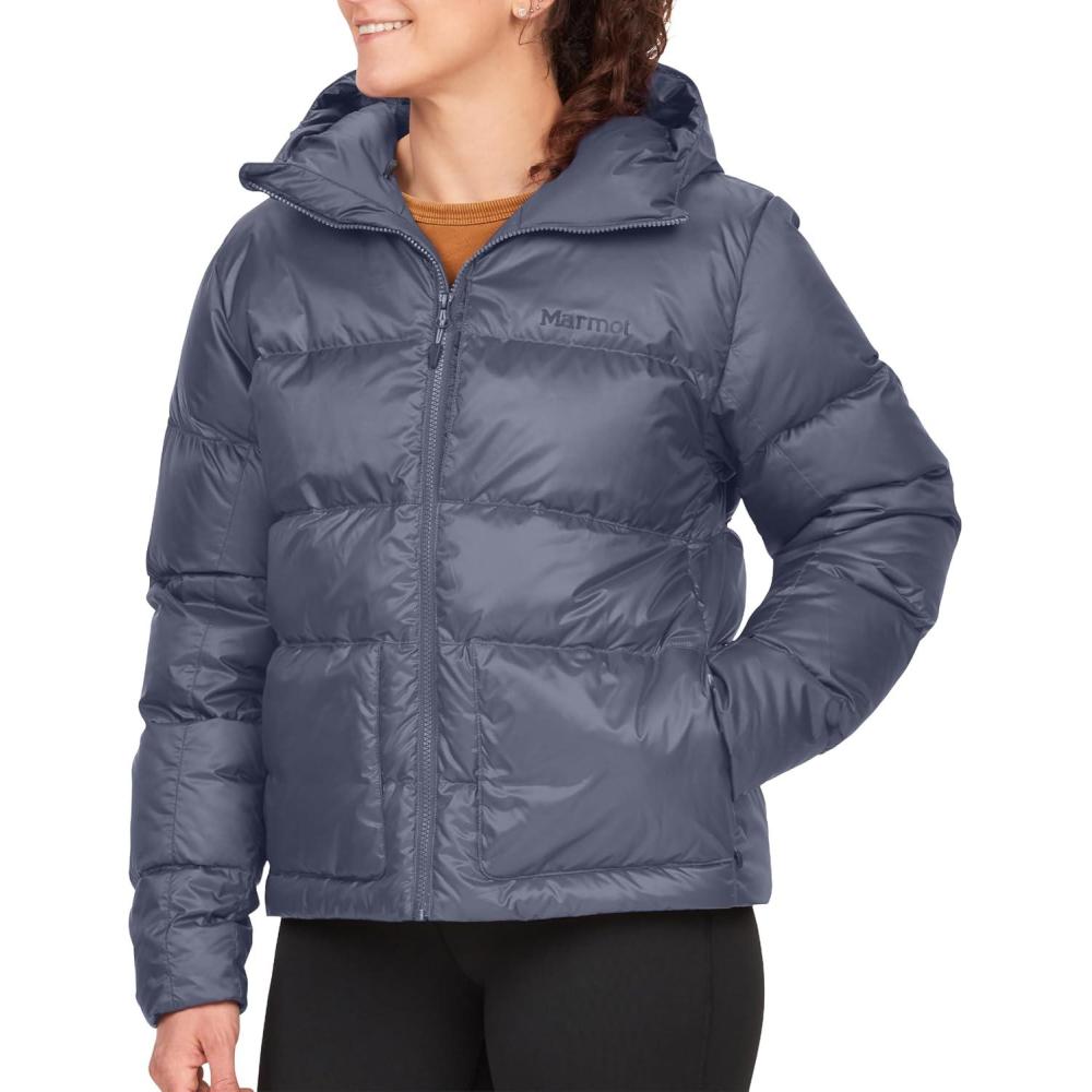 imageMARMOT womens Womens Guides Down Puffer Jacket With Hood 700fill InsulatedSteel Onyx