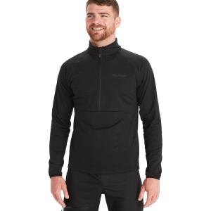 MARMOT Men’s Leconte Fleece 1/2 Zip Pullover Jacket – Lightweight, Breathable, Technical Grid Fleeced Layer(Black)